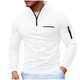 thumbnail image 2 of pstuiky camisas de manga larga para hombre, Top a cuadros de cuello alto y manga larga con media cremallera de color liso para hombre top de hombre xxl, 2 of 8