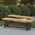 thumbnail image 2 of Tcbosik 2 Pack Outdoor Wood Benches, Backless Dining Bench, 2-Seater Loveseat for Yard, Garden, Patio, Brown & Black, 2 of 10