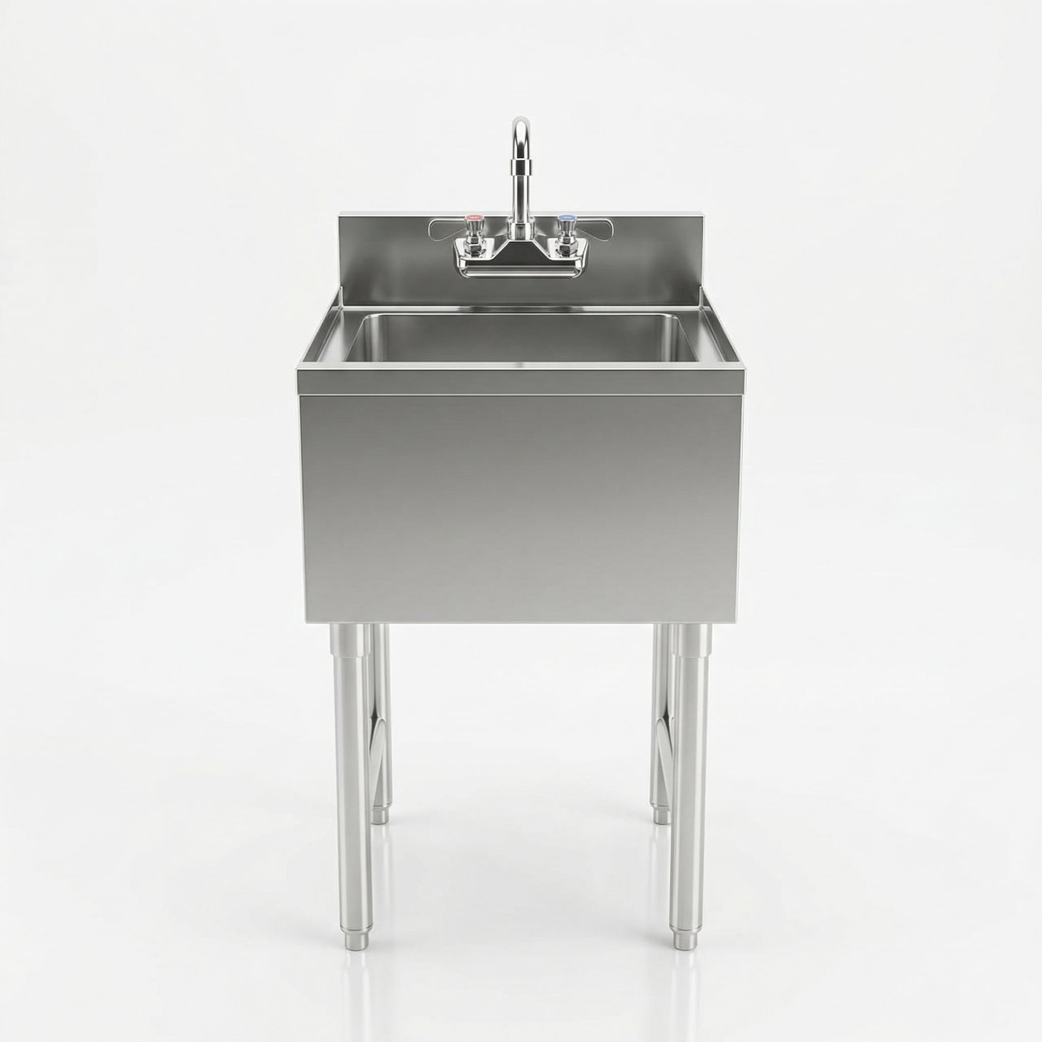 AmGood Commercial Underbar Hand Sink 18.5 in. x 18 in. x 30 in. Stainless Steel with Backsplash Faucet Included NSF, Single Bowl Bar Prep Sink