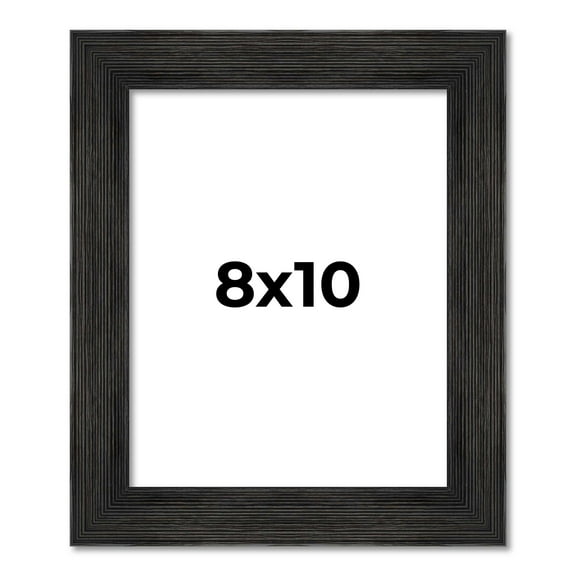 8x10 Distressed/Aged Black Complete Wood Picture Frame with UV Acrylic, Foam Board Backing, & Hardware