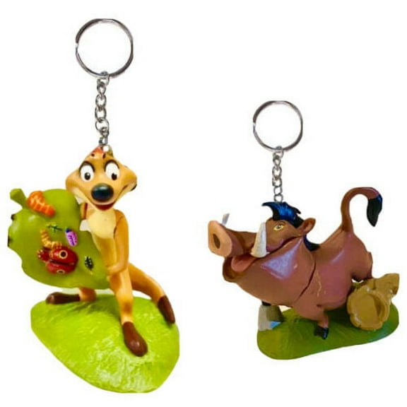 Lion King Timon & Pumbaa Key Ring Keychain Figure Figurine Charm Ornament Disney New