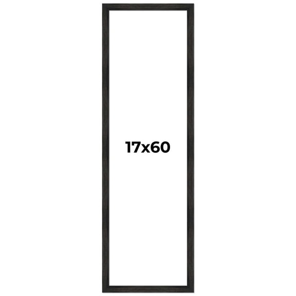 17x60 Frame Black Rustic Barnwood Solid Wood Picture Frame | 1.5 Inch Moulding Width | Includes UV