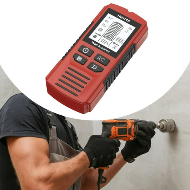 Escáner de pared con buscador de vigas 5 en 1 con alarma de audio Agarre ergonómico 5,9x2,6x1,2 pulgadas Rojo