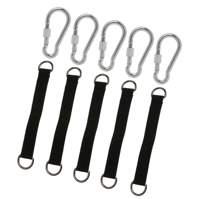 koolsoo 5 Sets Portable Swing Hammock Hanging Belt Hammock Strap Rope with Carabiner