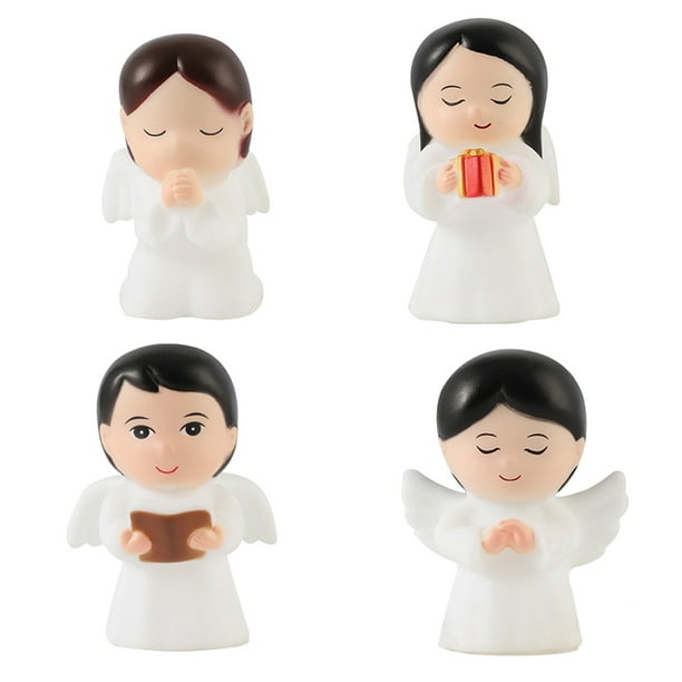 4 estatuas de querubín de vinilo vintage para niño y niña, figura de ángel, adorno para el hogar