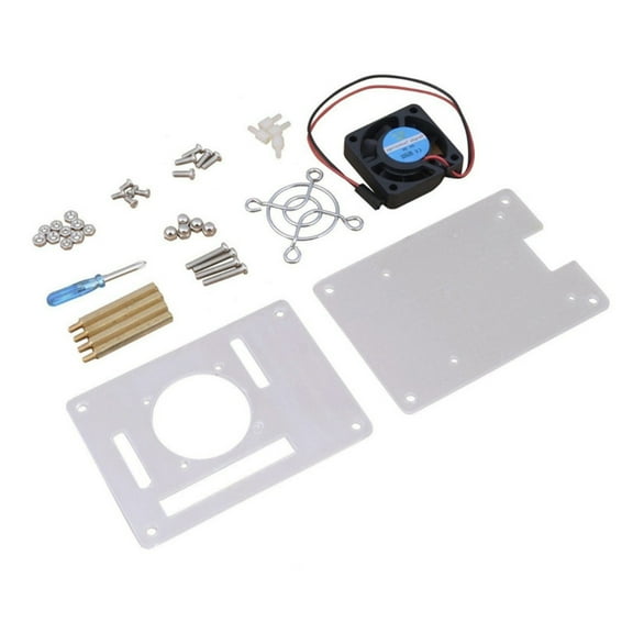 Arcylic Case + Cooling Fan + Screws Set for Raspberry Pi 3/2 Model B/B+, Clear Case Box Enclosure Half-Open Design Powerful Cooling Fan Heatsink Kit
