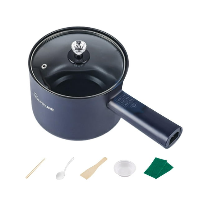 Olla eléctrica antiadherente para cocinar ramen, ideal para pasta, sopa, bistec, albóndigas, avena y ramen. azul