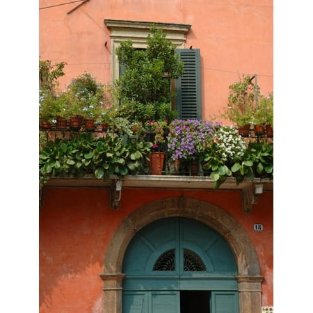 Balcony Garden in Historic Town Center, Verona, Italy Print Wall Art By Lisa S.