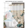 thumbnail image 6 of No Hook Shower Curtain with Snap-in Liner, Teal Tulip Butterfly Waterproof Fabric Bathroom Curtains, Beige Turquoise Floral Vintage Rustic Bath Curtains & Mesh Top Window Narrow 36"x78", 6 of 9
