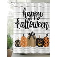 thumbnail image 2 of Fsddascl Happy Halloween Shower Curtain Set - Extra Long 72" x 96" Washable Bathtub Curtain with 12 Hooks, Dot Pumpkins Holiday Wooden Plank Waterproof Fabric Stall Shower Curtains for Bathroom, 2 of 6