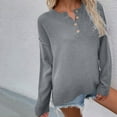 thumbnail image 4 of Button Up Henley Neck Sweaters for Women Pullover Fall Winter Loose Long Sleeve Casual Knitwear Tops, 4 of 5