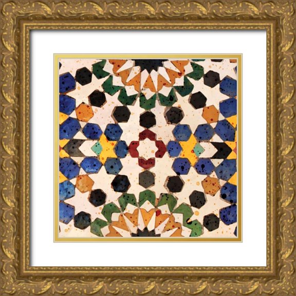 BoMo 12x12 Gold Ornate Wood Framed with Double Matting Museum Art Print Titled - Spanish Table
