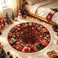 thumbnail image 2 of PLPPYFS Christmas 3D Visual Illusion Round Area Rug, Vortex Hole Pattern Non‑ Absorbent Floor Mat, Festive Holiday Decor Doormat for Entryway, Bedroom, Living Room Party Decoration, 2 of 6