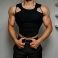 thumbnail image 2 of Telankuip Casual Workout Black Tank Tops for Men Stretch Sleeveless Muscle T Shirt with Chain Design Breathable Ribbing Summer Gym Vest 0-Black XL, 2 of 4