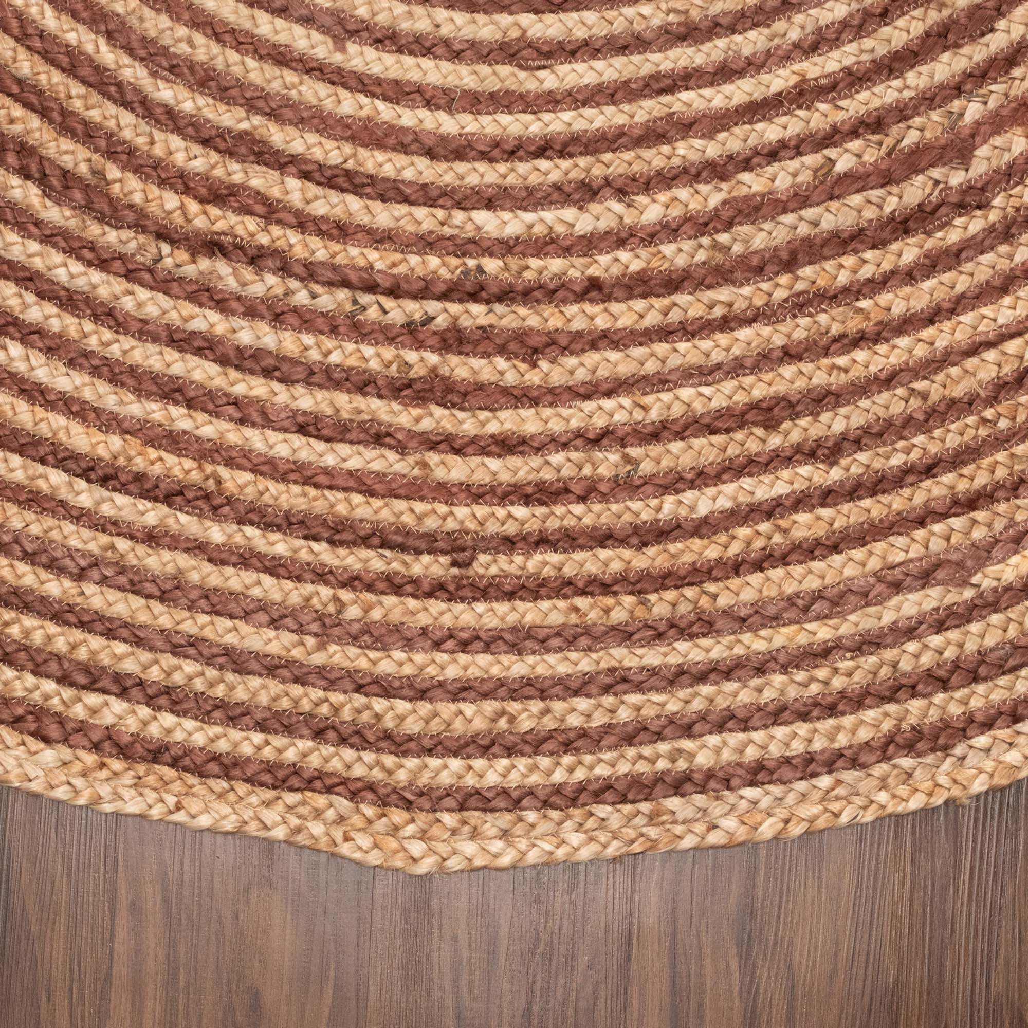 Superior Braided Jute Handwoven Indoor Outdoor Area Rug, 4' Round, Coffee