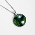thumbnail image 4 of Tropical Jungle Palm Leaves Glass Circular Pendant Necklace - Women's Jewelry, 4 of 5