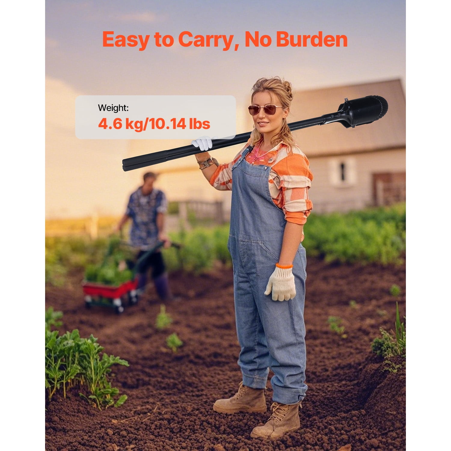 KFFKFF Ground Borer, Robust Ground Borer with Fiberglass Grip, Handheld Excavator with Measurement Indicators and Metallic Edge, Ground Borer Instrument for Horticulture and Outdoor Use, 57.5-Inch