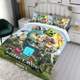 thumbnail image 3 of Una Película de Minecraft Conjunto de sábanas temático, trío de piezas, cómodo y amigable con la piel, diseño único, regalo de decoración para el hogar para familiares, amigos y fans, 90 cm * 190 cm, 3 of 6