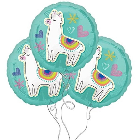 Whimsical Selfie Themed Mylar Balloons - 3 Packs (3 Packs, Llama Celebration)