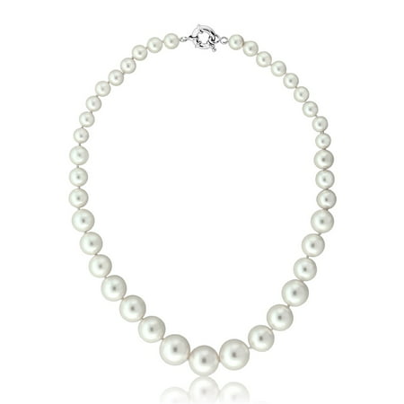 Round 8MM to 16MM White Shell Pearl Necklace 18 Inches