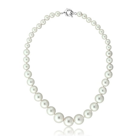 Dyed Pearl Shell Necklace - Round 8MM to 16MM White Shell Pearl Necklace 18 Inches