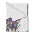 thumbnail image 2 of Wanderlust Soft Flannel Fleece Throw Blanket, Colorful World Map with Flowers Blossoms Floral Art Educational, Cozy Plush for Indoor and Outdoor Use, 50" x 70", Lime Green Fuchsia, by Ambesonne, 2 of 5