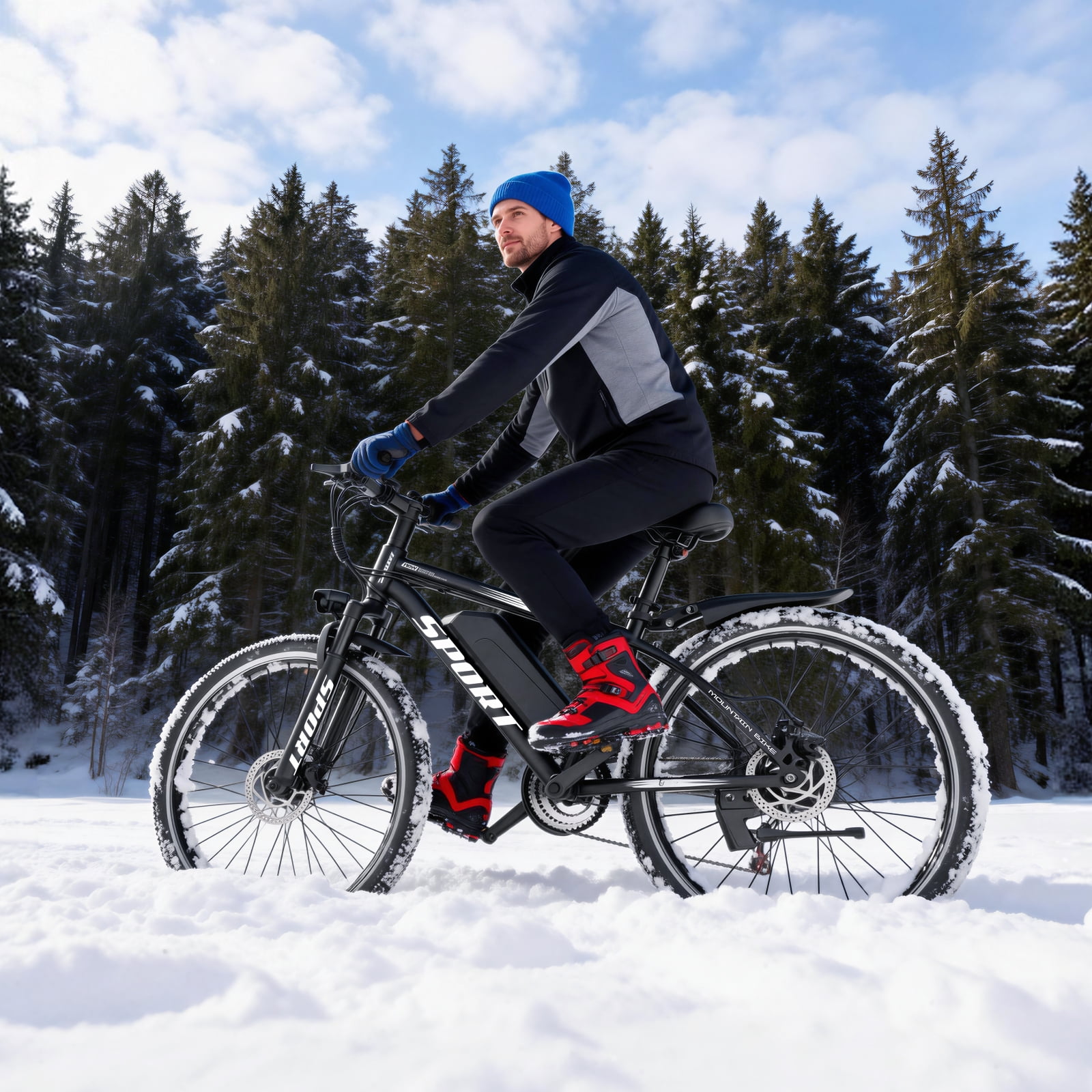 1200W Adult Electric Mountain Bike, 48V 10A Removable Battery-65 Miles, 26" Professional Shock Absorbing Tires,30MPH Off-Road Motorcycle,7 Speed Ebike,UL2849