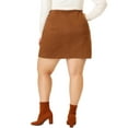 thumbnail image 3 of Agnes Orinda Women's Plus Size Faux Suede Side Buttons Bodycon Fashion Mini Skirt 2X Khaki, 3 of 6
