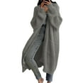 thumbnail image 2 of Dwralegc Womens Long Hooded Cardigan Sweaters 2025 Fall Winter Open Front Coats Long Knit Lightweight Outerwear Oversized Casual Cardigan Pockets Trendy Jackets Light Gray L, 2 of 4