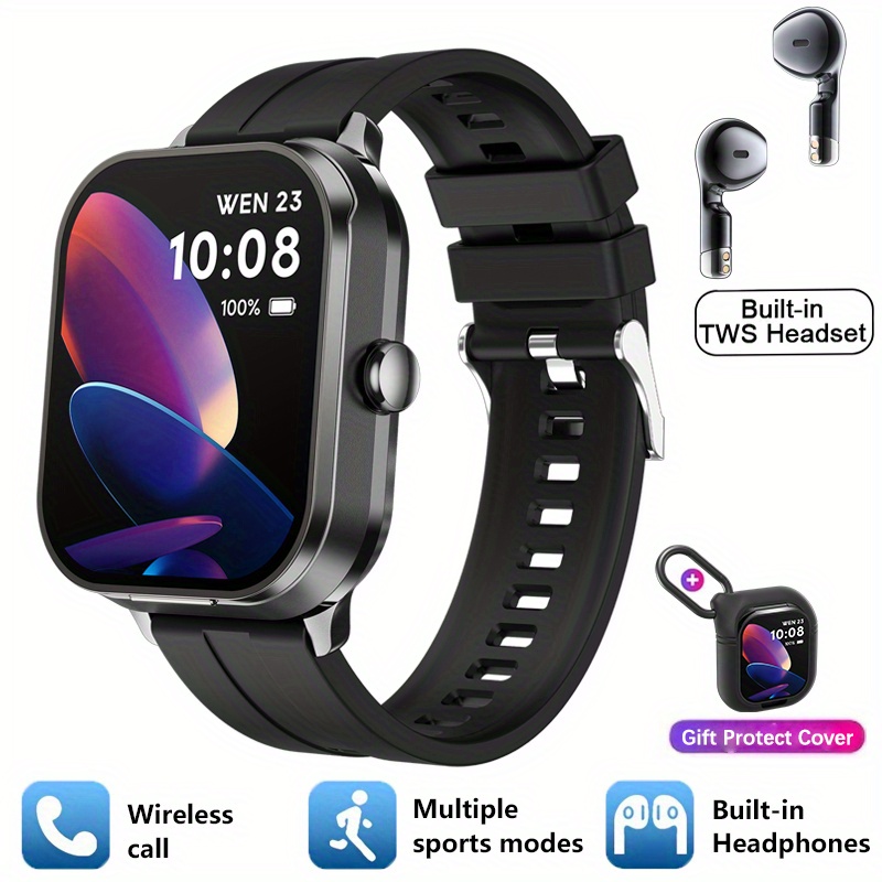 2025 Unisex Smart Watch w/ Earbuds, 2.01" HD, NFC, Wireless Call, 100+ Sport Modes, Zinc Alloy, USB Charging