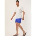 thumbnail image 4 of Shorts de baño de cintucon cordón de forro de malde color sólido de plade verano pahombre Azul 36, 4 of 6