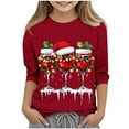 thumbnail image 1 of YUNAFFT Filles Garçons Noël Bonhomme de Neige Imprimé Rouge Manches Courtes Hauts Extensibles Confort Ajusté Décontracté Col Rond Chemise 3-12 Ans, 1 of 1