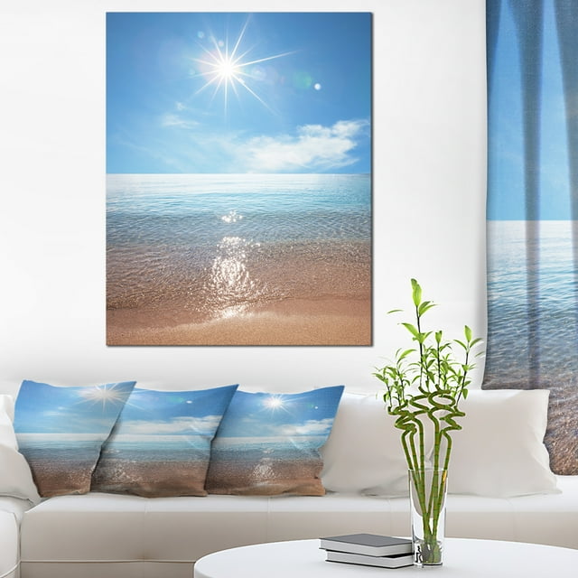 Paysage Marin Serene avec Soleil Brillant - Impression sur Toile de Plage Moderne