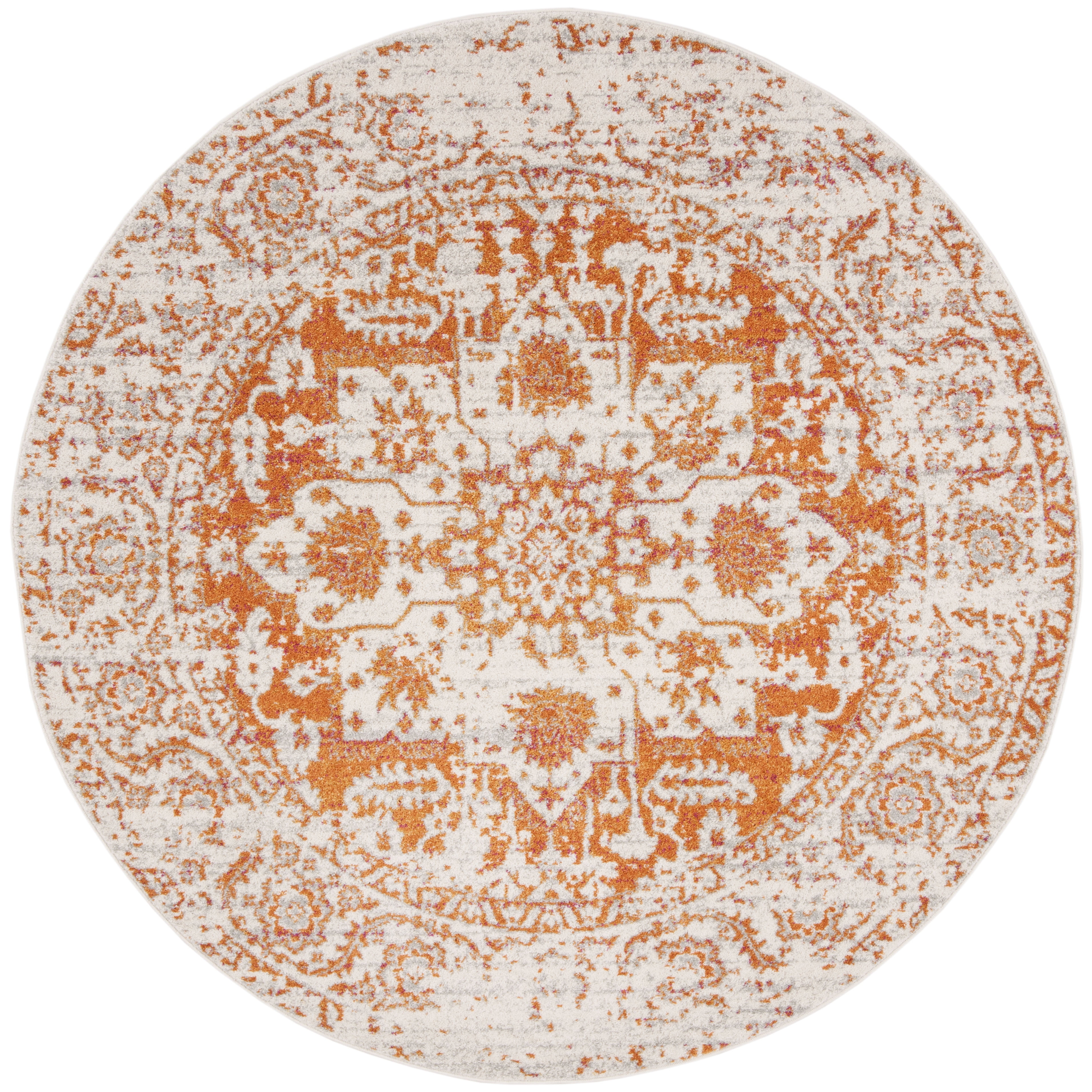Safavieh Madison Katina Traditional Oriental Area Rug, Orange/Ivory, 3' x 3' Round
