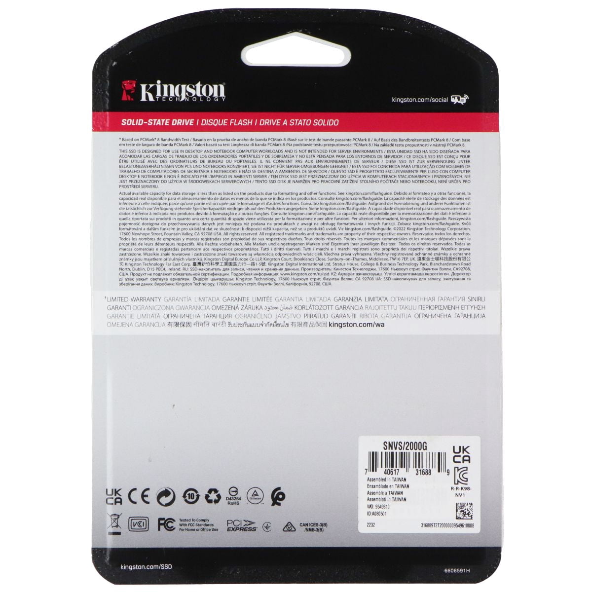 Kingston NV1 2TB M.2 2280 NVMe PCIe Internal SSD Up to 2100 MB/s SNVS/2000G