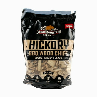 Bear Mountain Premium BBQ Woods Hickory BBQ Wood Smoker Chips, 192 Cu in, 100% All-Natural Hardwood