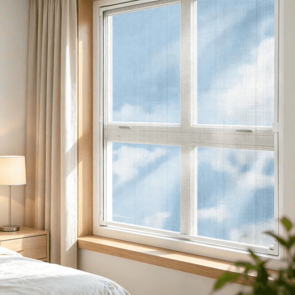 Magnetic Window Screen 58.27 x 39.17", White Frame with Black Magnetic Strip & Wind Clips, Drill-Free Installation