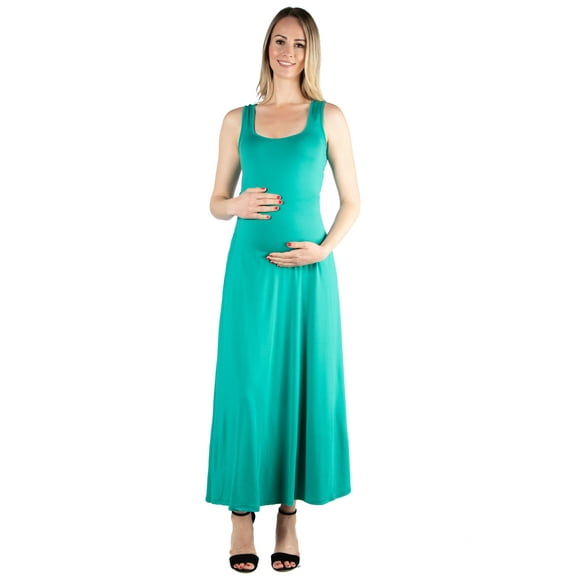 24/7 Comfort Apparel Simple A Line Maternity Tank Maxi Dress