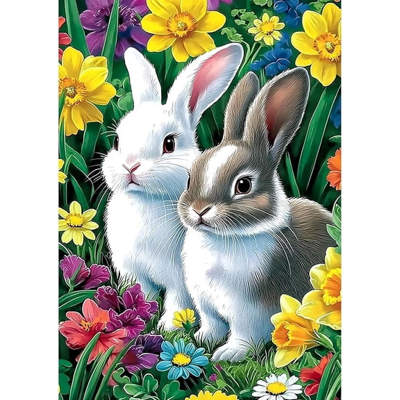 5D DIY Diamond Painting Set "Easter Bunny" Round Diamond Art Crafts for Adults, Suitable for Wall Decoration, Bedroom and Home Decoration