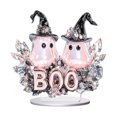 thumbnail image 4 of Dual Witch Hat Ghosts Acrylic Tabletop Ornament, Halloween BOO Sign with Floral Crystal Trim for Mantel Shelf Indoor Party Home Decoration, 4 of 4