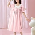 thumbnail image 2 of Bxsruta Girls' Short Sleeve Ruffle Home Dress, Comfortable Round Neck Design for Relaxed Wear, Daily Leisure, and Photography, Soft Fabric, 2 of 7