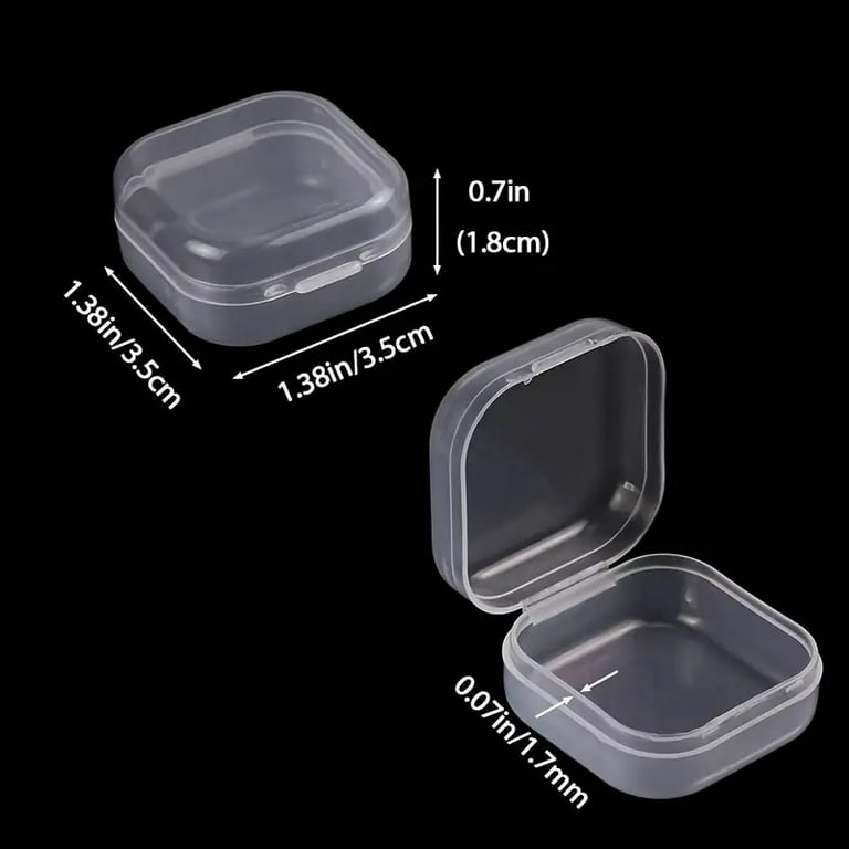48Pcs Clear Small Plastic Containers Transparent Storage Organizer Box with  Hinged Lid for Items Crafts Jewelry Package Cases
