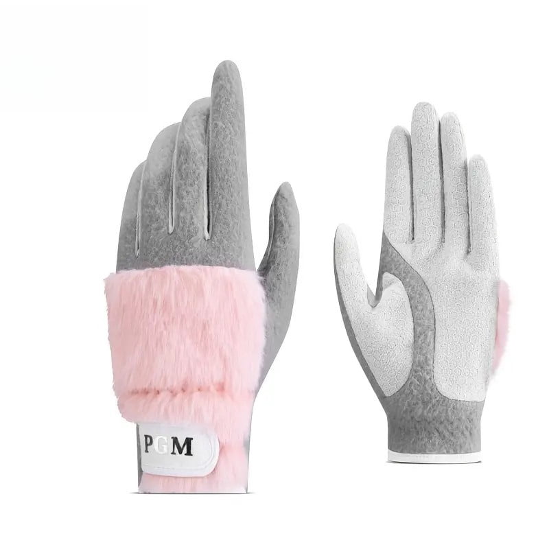 AMEYXGS Golf Imitation Rabbit Fur Gloves Palm-Grip Silicone Cold Weather Golfer Sport
