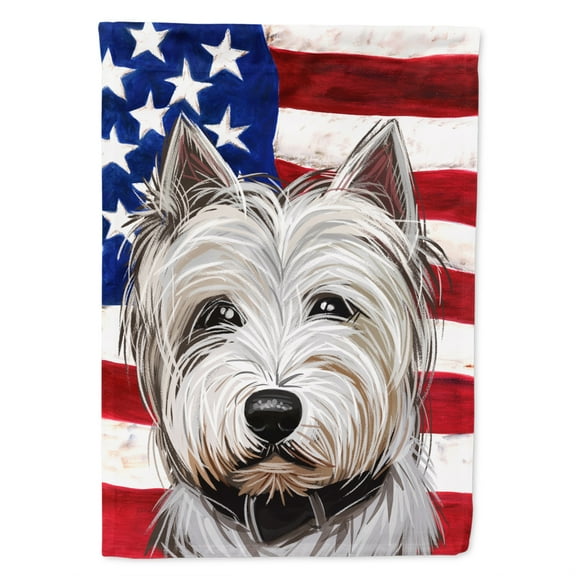 Carolines Treasures CK6755CHF West Highland White Terrier American Canvas House Size outdoor-flags, Multicolor