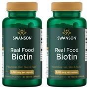 Swanson Real Food Biotin 2,500 mcg 90 Veg Caps 2 Pack
