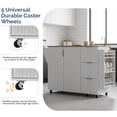 thumbnail image 3 of Ktaxon Modern Kitchen Island Cart, 44.7" Rolling Island Table with Drop Leaf & Extra Storage, Multifuctional Kitchen Cart for Food Prep, White, 3 of 7