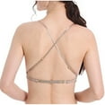 thumbnail image 7 of Plus Size Bras Women No Underwire Bra Thin Cup Comfortable Lace Underwear V-Neck Full-Coverage Bra Feature Hook and Eye Closure Soft Bra Style Y-490 , Khaki M, 7 of 7