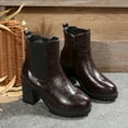 thumbnail image 5 of Brown Women Chelsea Boots With Chunky Heel Brown For Fall Winter Wardrobe, 5 of 9