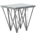 thumbnail image 1 of Armen Living Cascade Square Glass Top End Table in Brushed Silver, 1 of 2