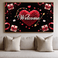 thumbnail image 5 of LUUFILx Welcome Floral Banner Roses Backdrop Party Background Venue Entrance Decoration Wall Hanging Event Decor Display Signs Celebration Pavillion, 5 of 7